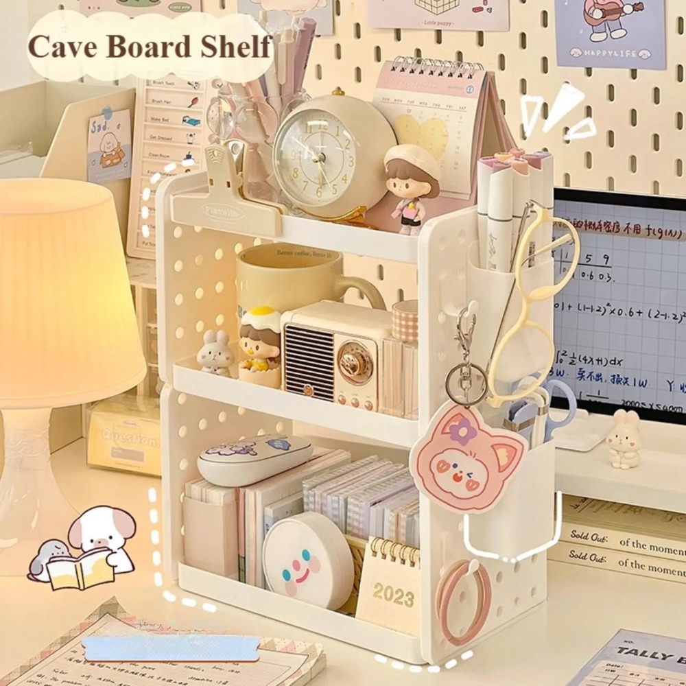 Tech Accessories For Office Desk - 3-stufiger Schreibtisch-Organizer, Büro-Aufbewahrungsregal mit Lochplatte, Stifthalter