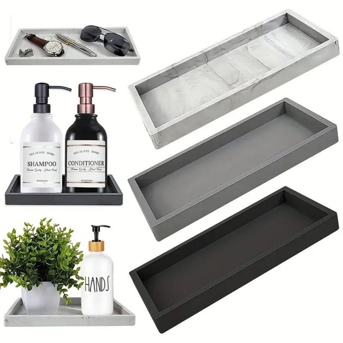 Tech Accessories For Office Desk - Multifunktionales Silikon-Schreibtischtablett, Badezimmer/Büro Desktop-Aufbewahrungstablett für Schreibwaren,