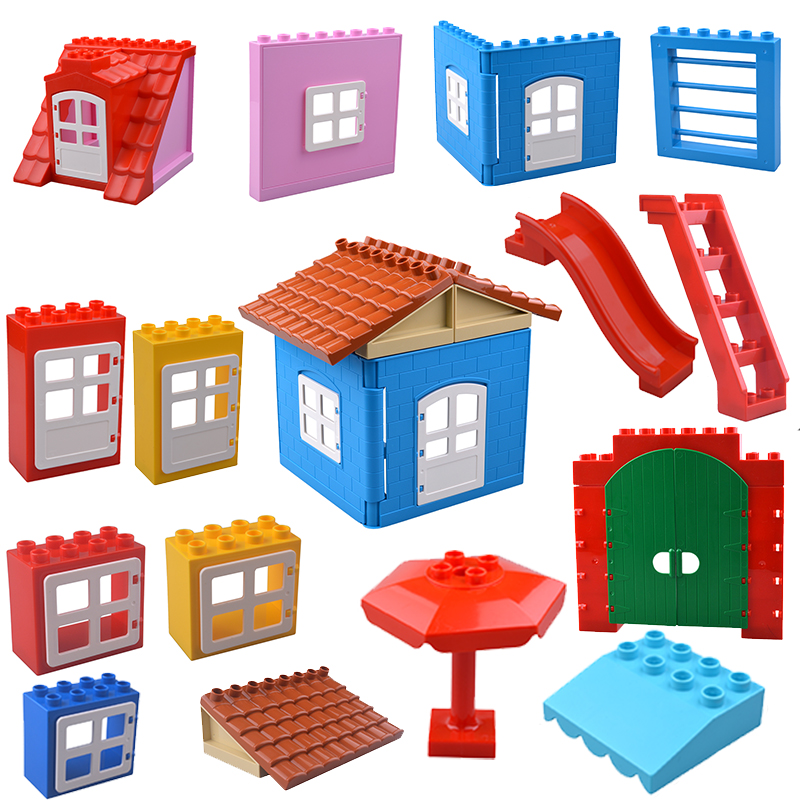 Tech House Accessories - Große Bausteine, Hauszubehörteile, Dach, Fenster, Wandkonstruktion,