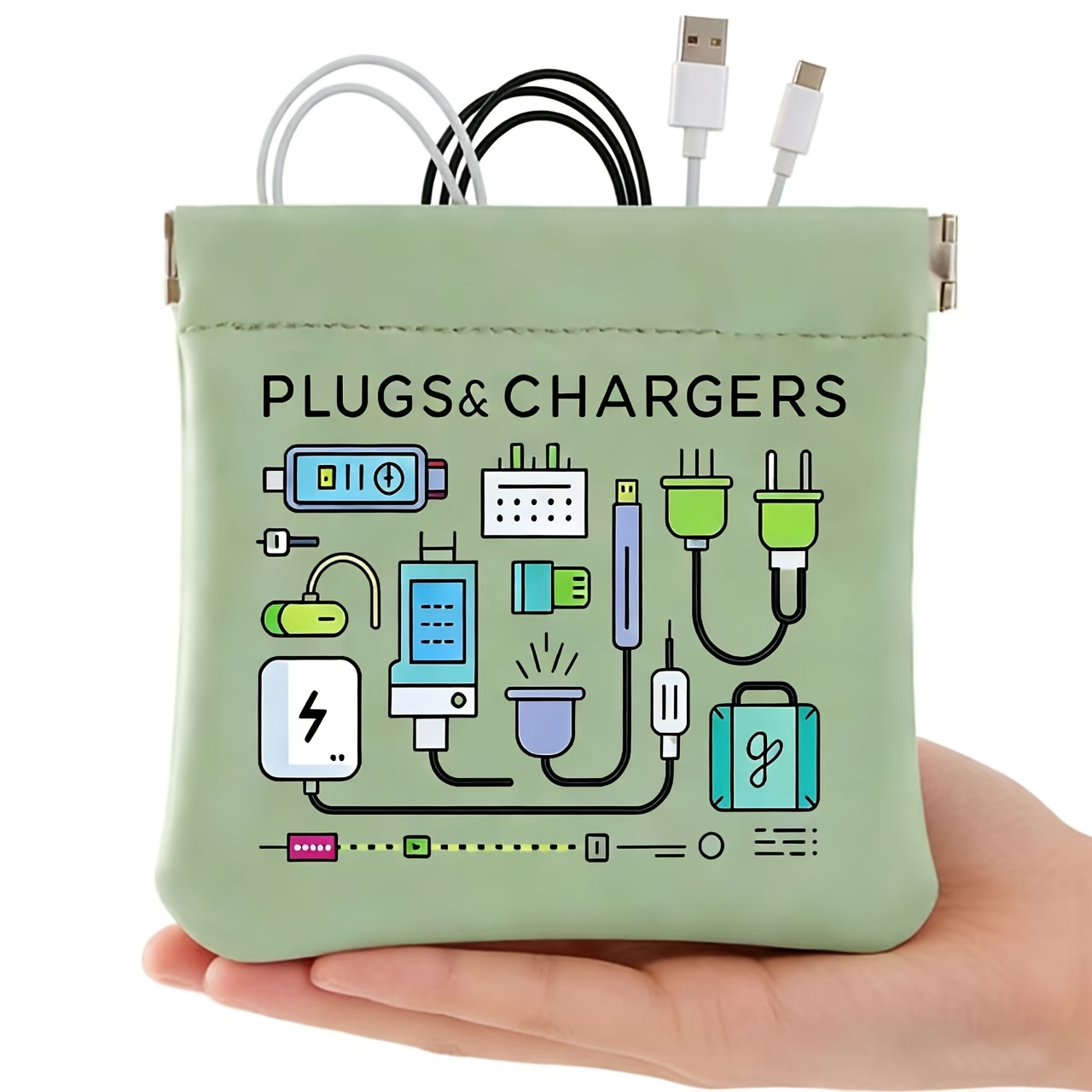 Tech Accessories Travel - Tragbare Kabelorganizer-Tasche 12x12cm - Reise-Technik-Beutel für