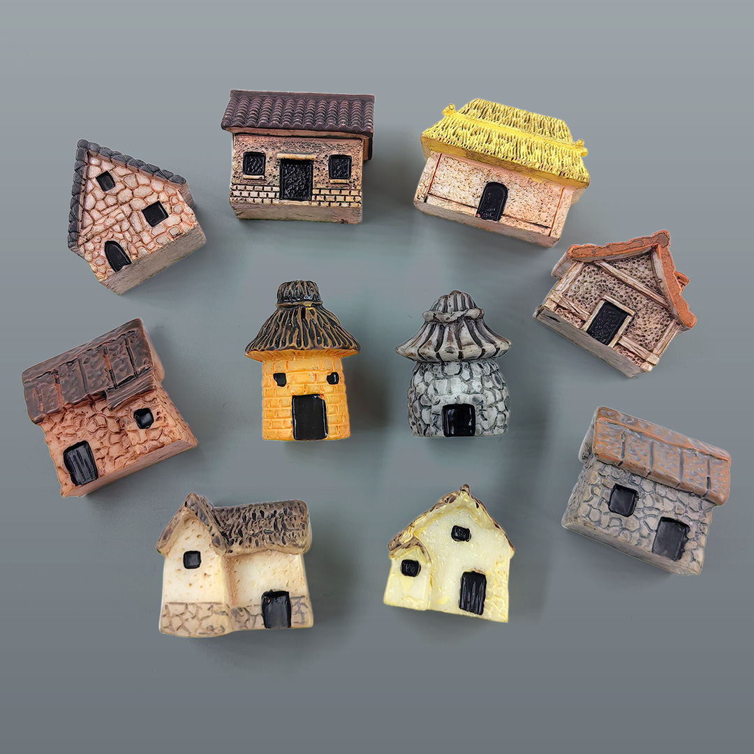 Tech House Accessories - Mini-Hausfigur aus Kunstharz, DIY-Heimdekoration, Miniatur-Feengarten-Zubehör, Moderne