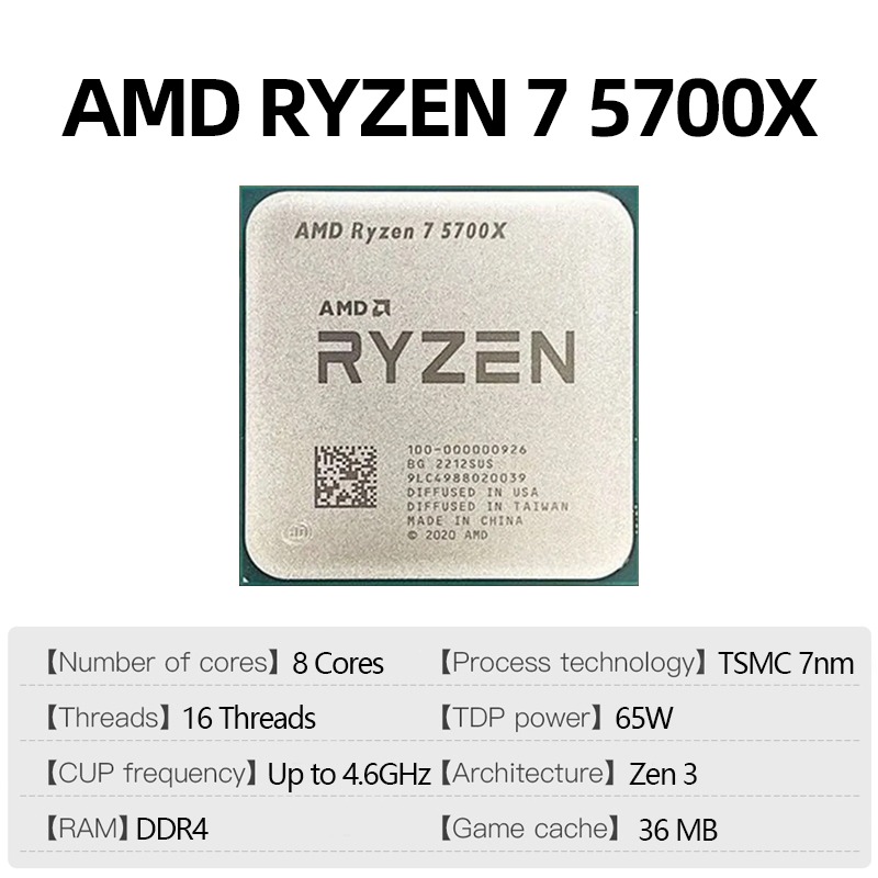 AMD Ryzen 7 5700X 8-Kern 16-Th – Amd Cpu Ryzen 7 Bewertung und Preis